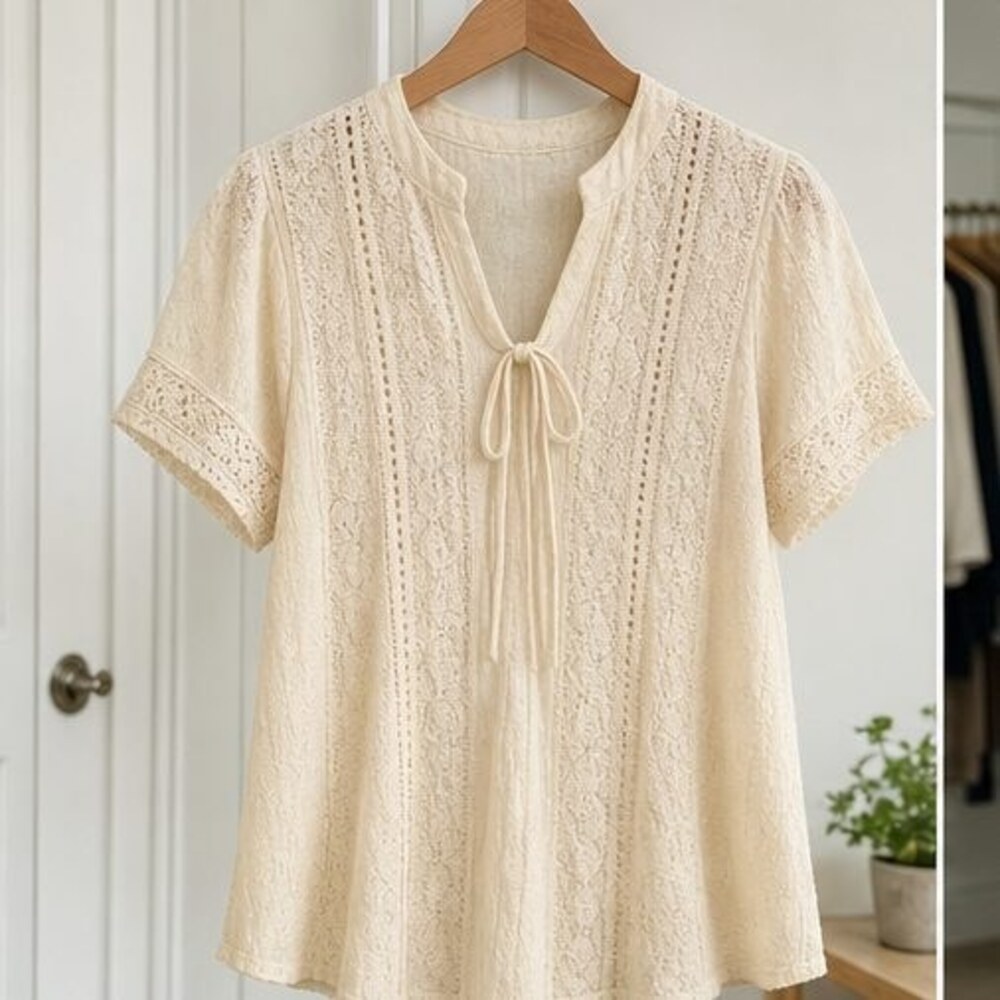 Cream Peplum Top